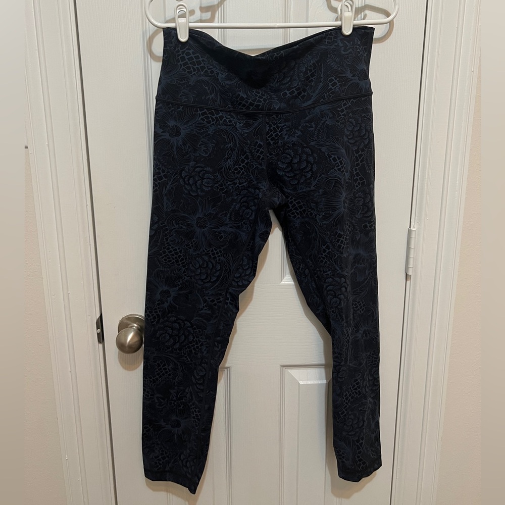 lululemon athletica Black and Blue Floral Leggings